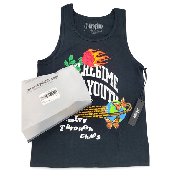 Civil Regime Blooming Through Chaos Tank Top Black Men's Streetwear Size Medium - Picture 5 of 6